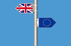2 vlaggen. 1 van het Verenigd Koninkrijk 1 van de EU
