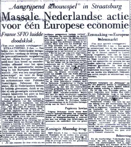 krant3bron: Voorpagina van De Volkskrant, 9 januari 1953