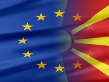 Vlag van EU en Noord-Macedonië