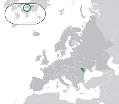 Kaart van Europa met duiding waar Moldavië ligt