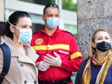A team of nurses and doctors from Romania arrive in Lecco, Italy on April 7, 2020 to support the Italian health teams to fight the Covid-19 epidemic at Manzoni Hospital.
